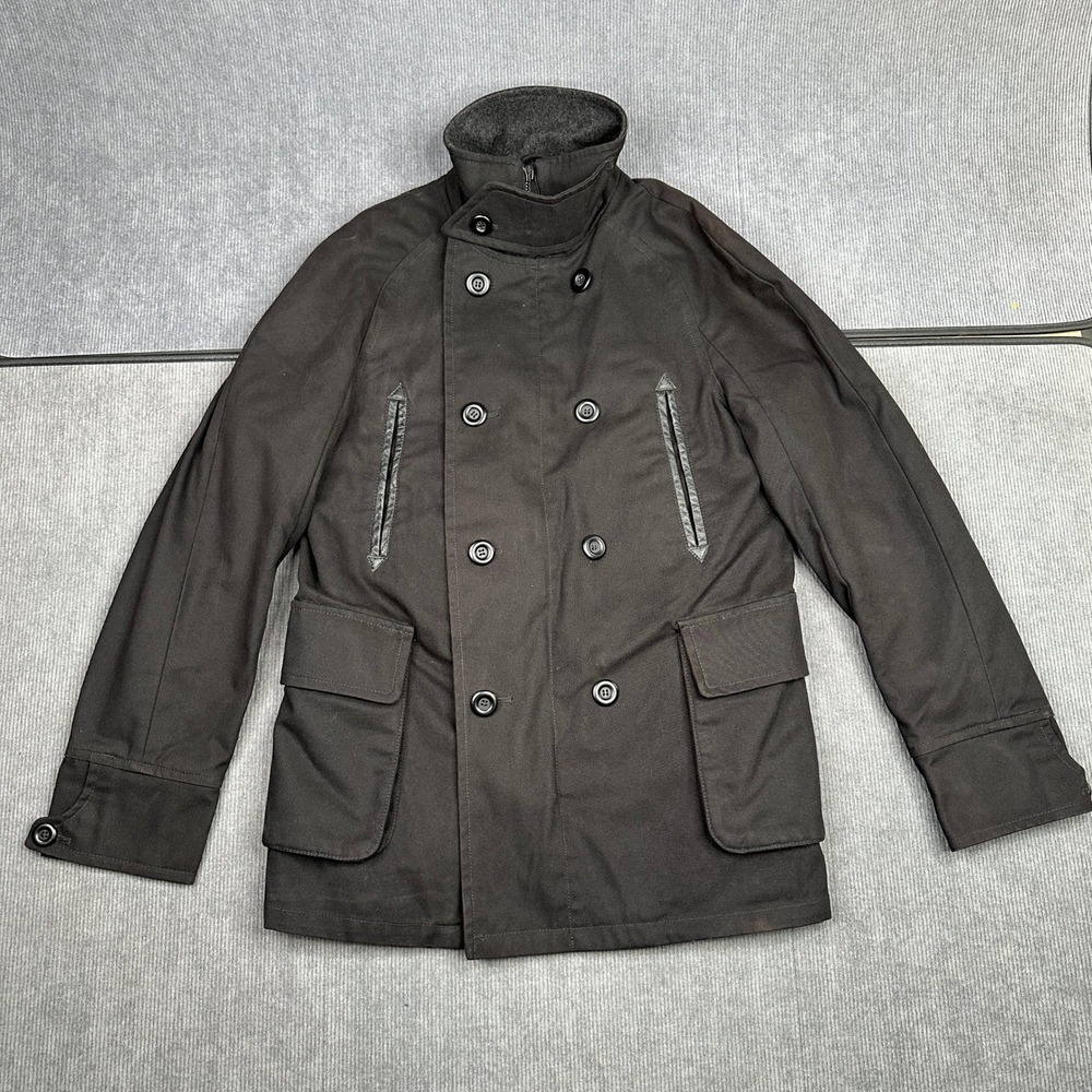 Plectrum by Ben Sherman Mens Black Cotton Canvas Jacket Small Double Breast Y2k